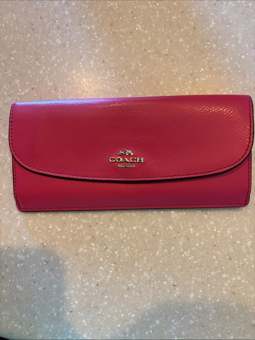 Coach Hot Pink Leather Flap Continental Wallet